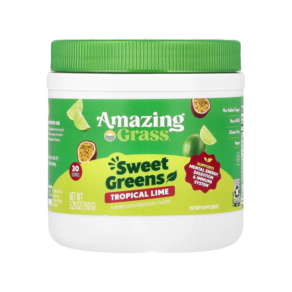 Amazing Grass Sweet Greens Tropical Greens Supplement Packaging