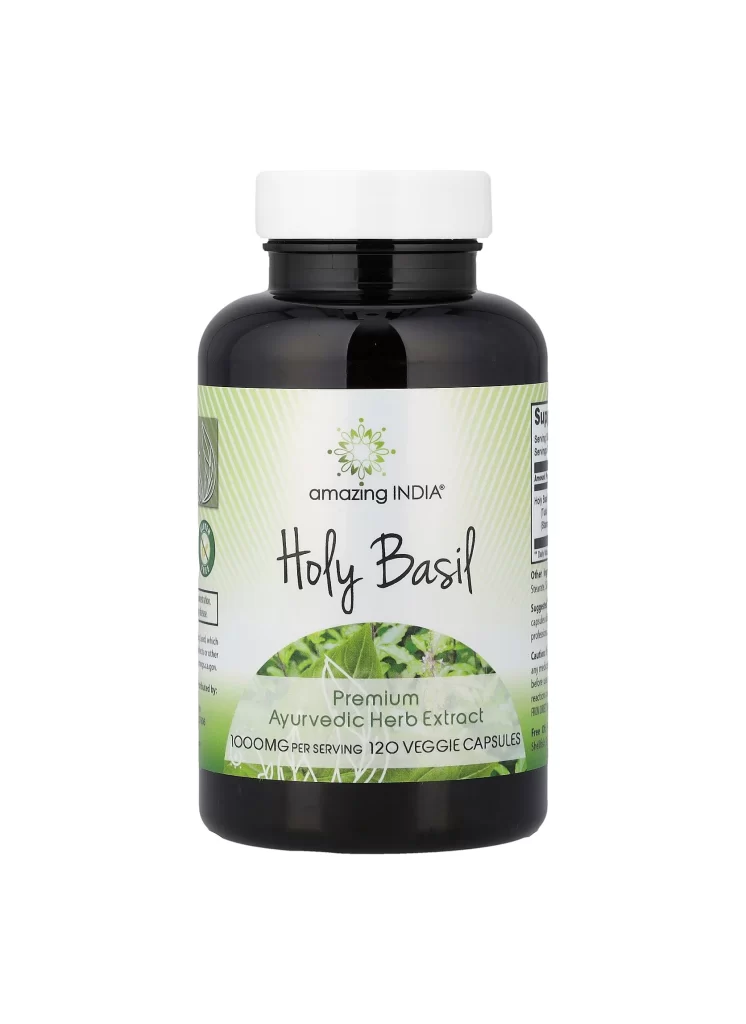 Amazing India Holy Basil Capsules Supplement Packaging