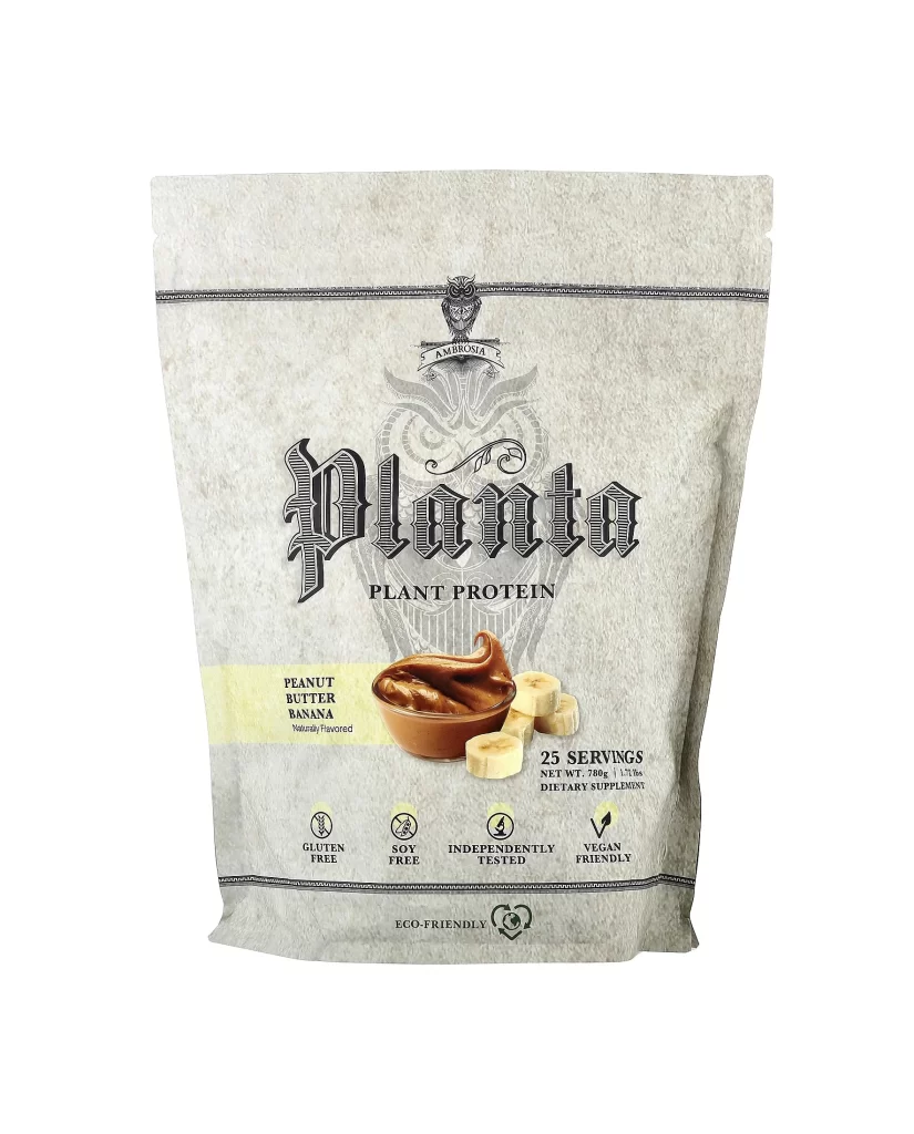 Ambrosia Collective Planta Plant Protein Peanut Butter Banana Protein Powder Packaging