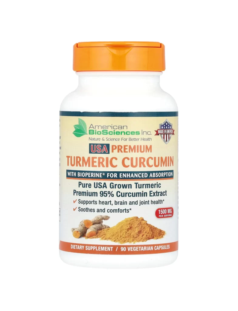 American Biosciences USA Premium Turmeric Curcumin Capsules Supplement Packaging