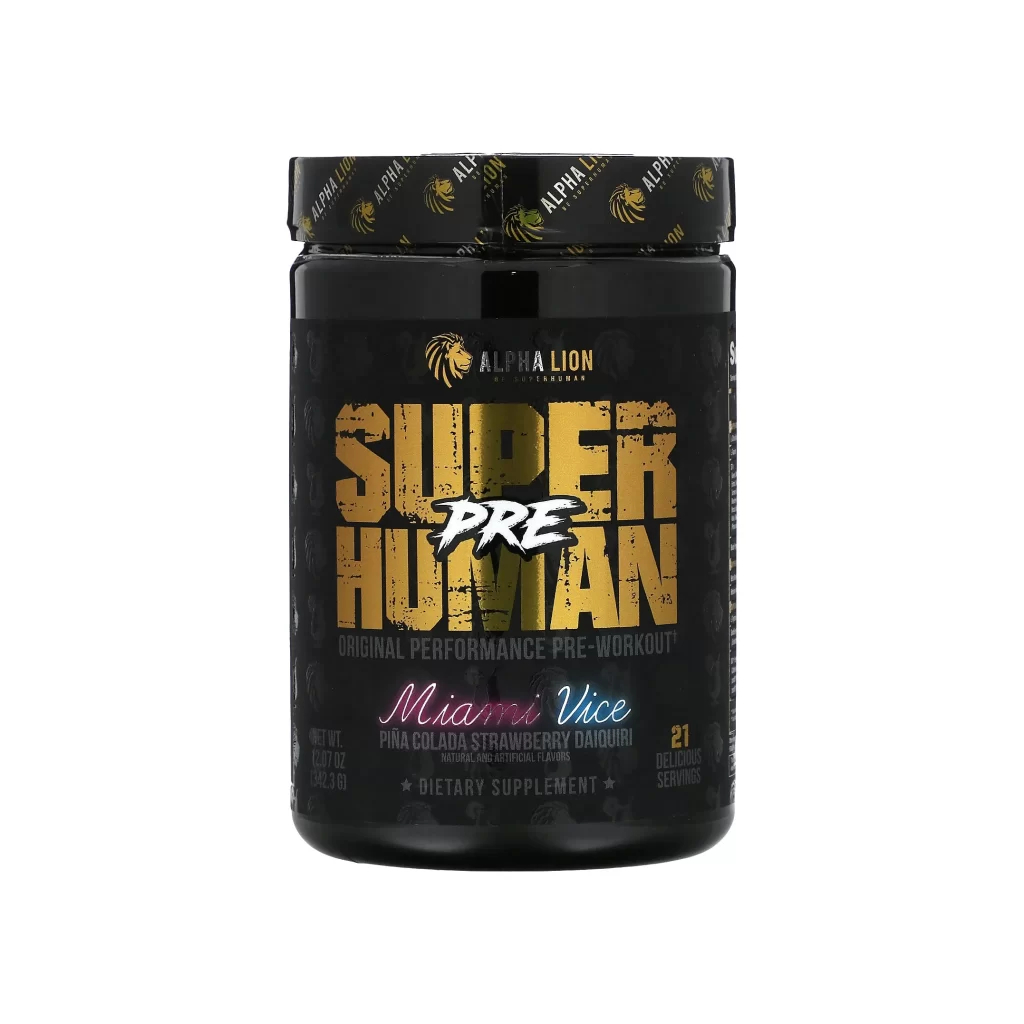Alpha Lion SuperHuman Pre Miami Vice Pina Colada Strawberry Daiquiri Pre-Workout Packaging