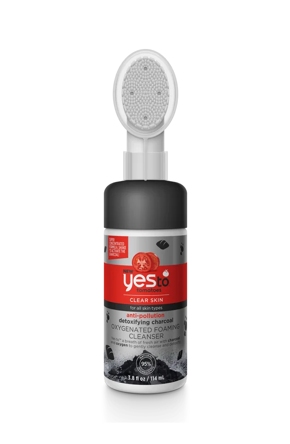 Yes To Yes To Tomatoes Clear Skin Anti-Pollution Detoxifying Charcoal Oxygenated Foaming Cleanser Packaging