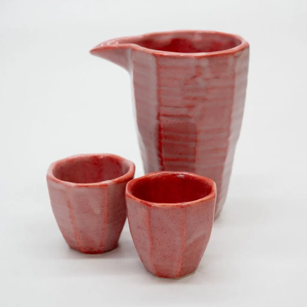 Hakkaku Reisyukisen Pink Shino (Cold Sake Bottle  Cups) with Gift Box