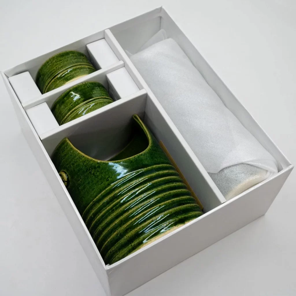 Oribe Japanese Bamboo Sake Cup set (Cold Sake) with Gift Box Packaging