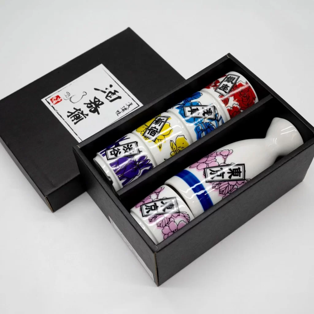 Senjyuhanka Tokyo Sake Tokkuri  Cups with Gift Box