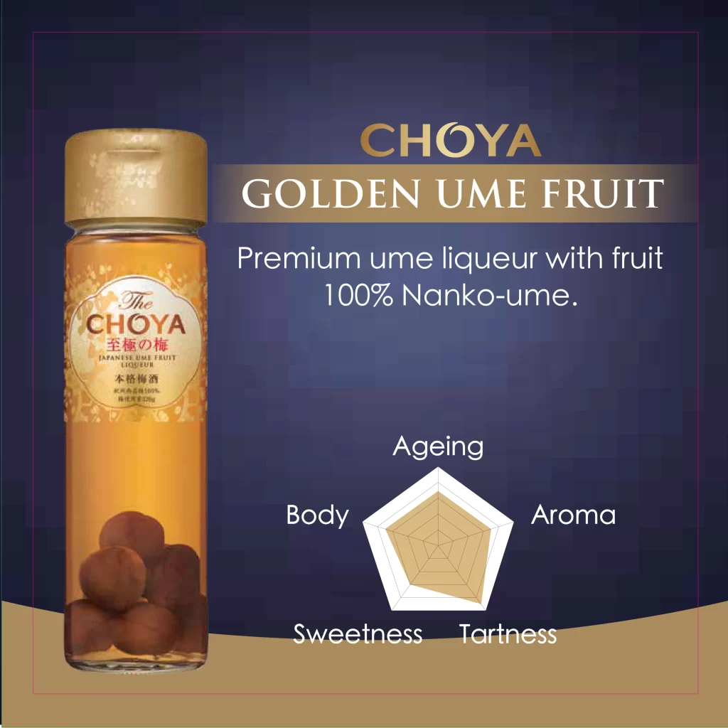 The Choya Golden Ume Fruit Umeshu Japanese Plum Wine Liqueur 650mL Packaging