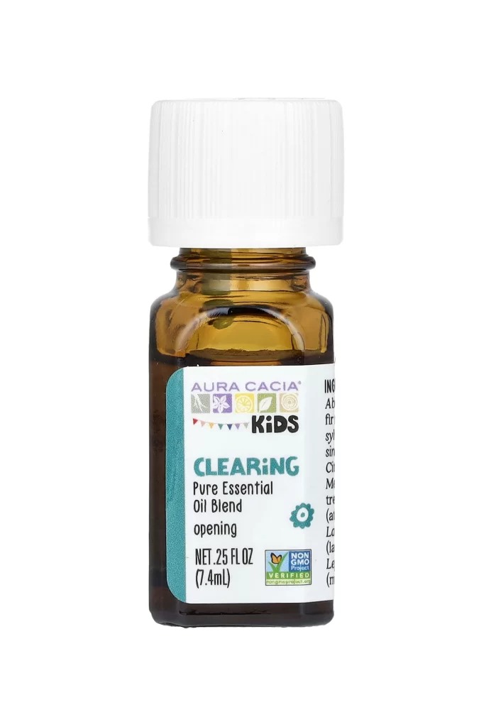 Aura Cacia Kids Pure Essential Oil Blend Clearing 0.25 fl oz 7.4 ml Packaging