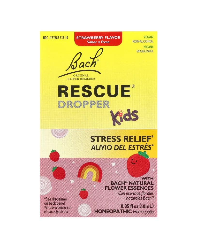 Bach Rescue Dropper Kids Stress Relief For Ages 2  Up Strawberry 0.35 fl oz 10 m Packaging