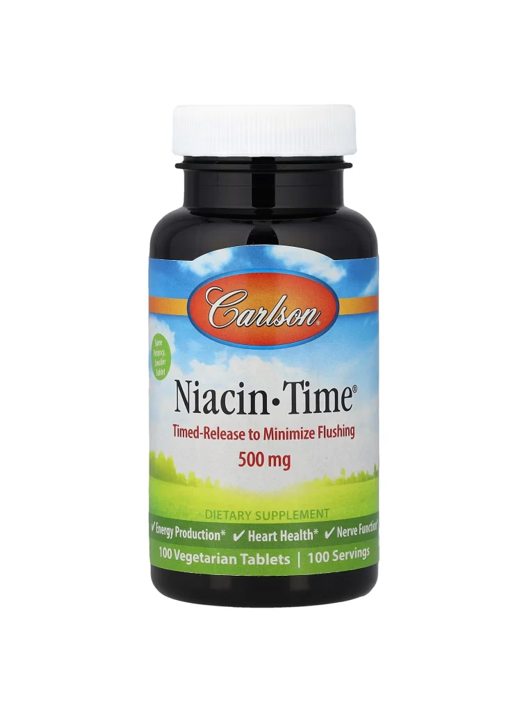 Carlson Niacin-Time 500 mg 100 Vegetarian Tablets Packaging