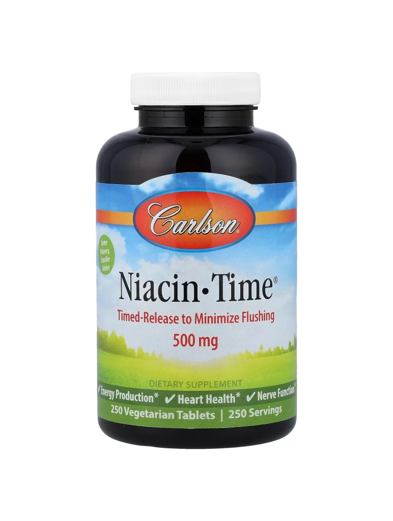 Carlson Niacin-Time 500 mg 250 Vegetarian Tablets Packaging