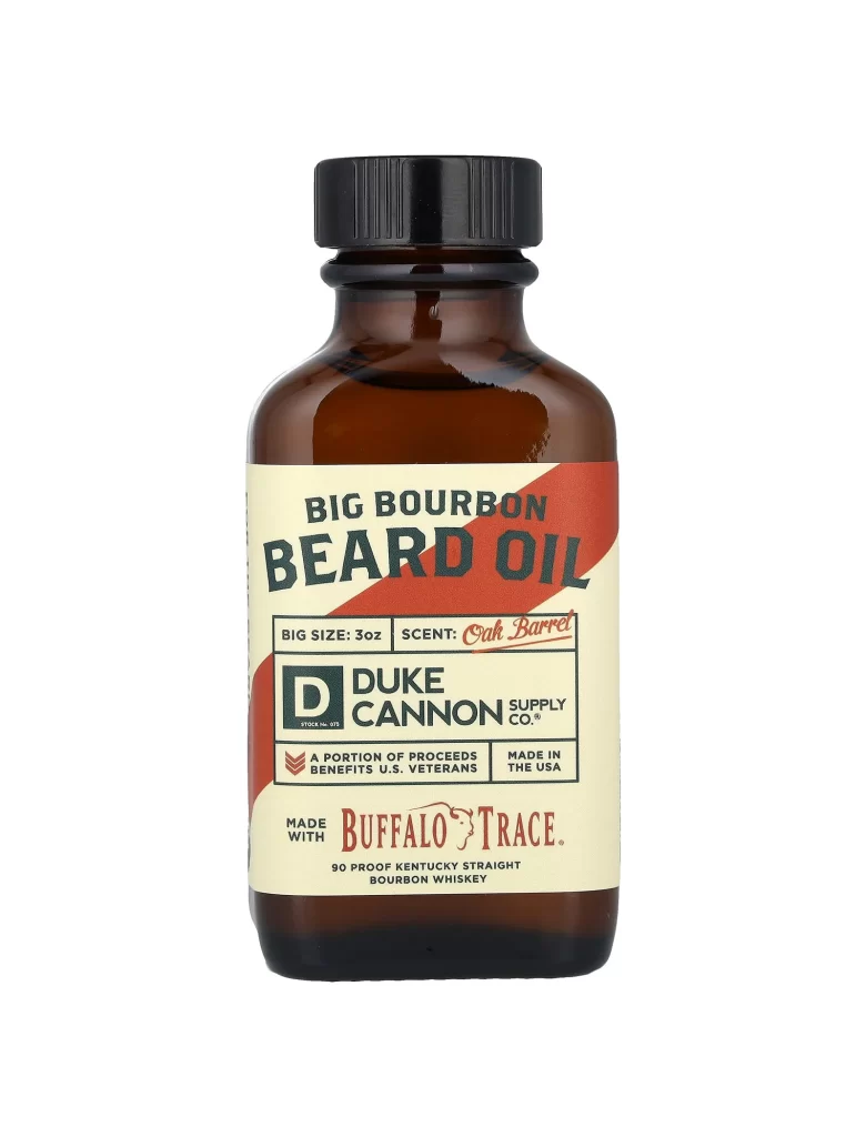 Duke Cannon Supply Co. Big Bourbon Beard Oil Oak Barrel 3 oz Packaging