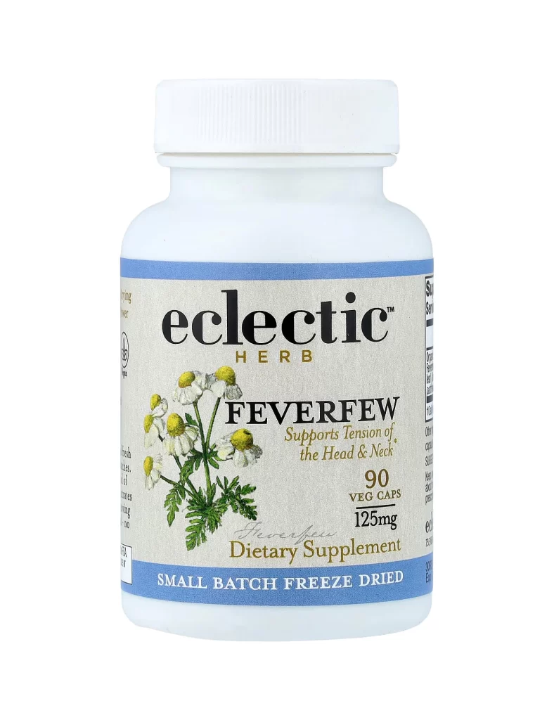 Eclectic Herb Feverfew Supports Tension of the Head  Neck 125 mg 90 Veg Caps Packaging