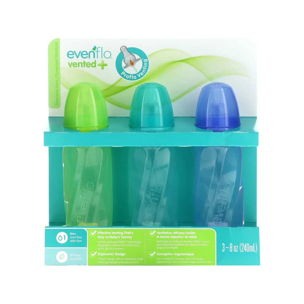 Evenflo Feeding Vented Twist PP Tint Bottles Standard 0 Months Slow Flow 6 Bottl Packaging