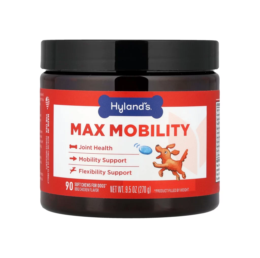 Hylands Naturals Max Mobility For Dogs BBQ Chicken 90 Soft Chews 9.5 oz 270 g Packaging