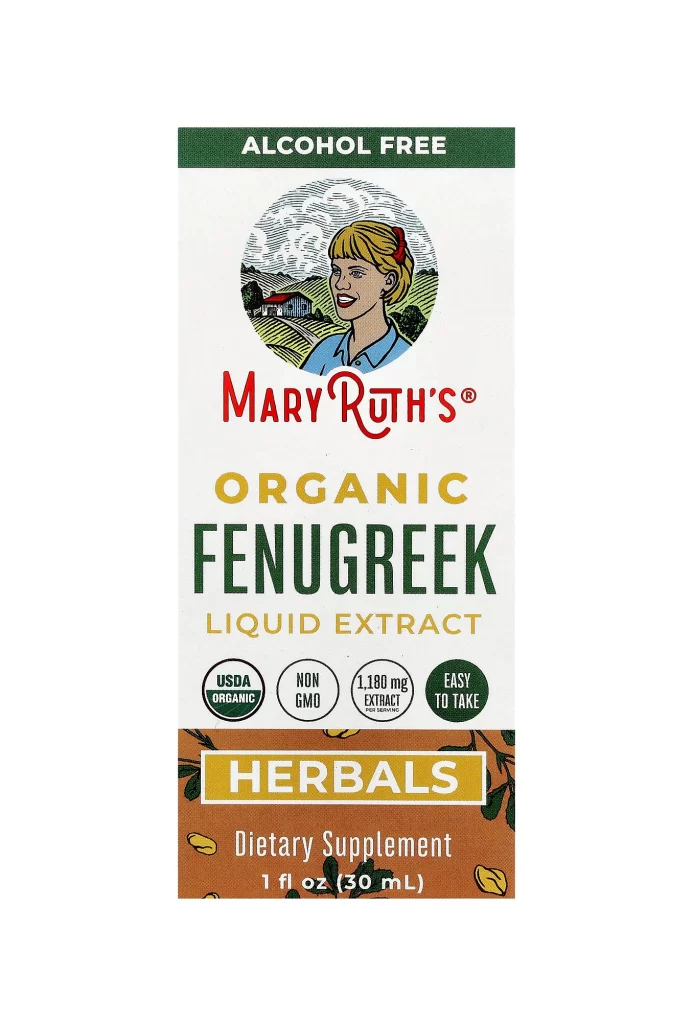 MaryRuths Organic Fenugreek Liquid Extract 1 fl oz 30 ml Packaging