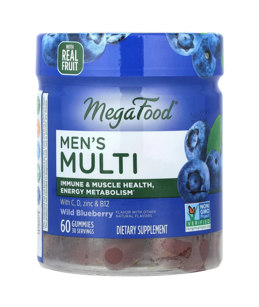 MegaFood Mens Multi Wild Blueberry  60 Gummies Packaging