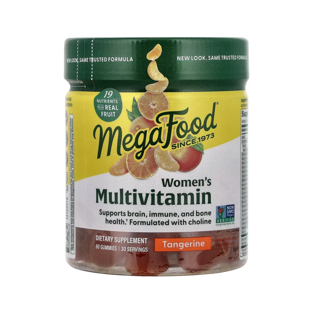 MegaFood Womens Multivitamin Gummies Tangerine 60 Gummies Packaging