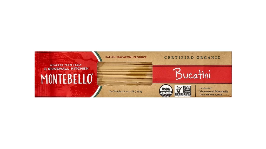 Montebello Organic Bucatini 16 oz 454 g Packaging