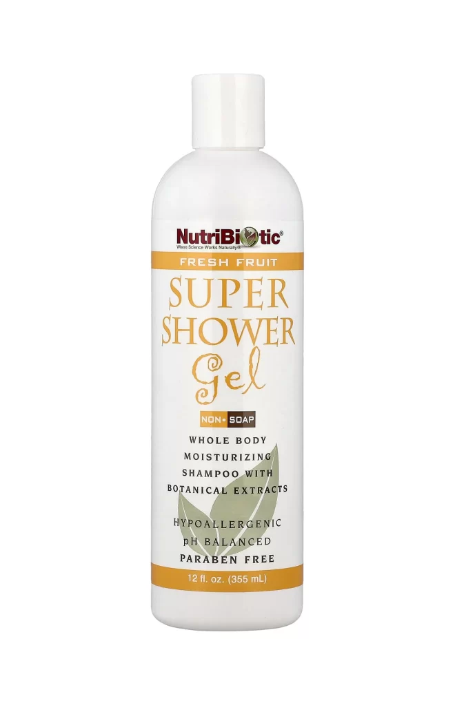 NutriBiotic Super Shower Gel Non-Soap Fresh Fruit 12 fl oz 355 ml Packaging