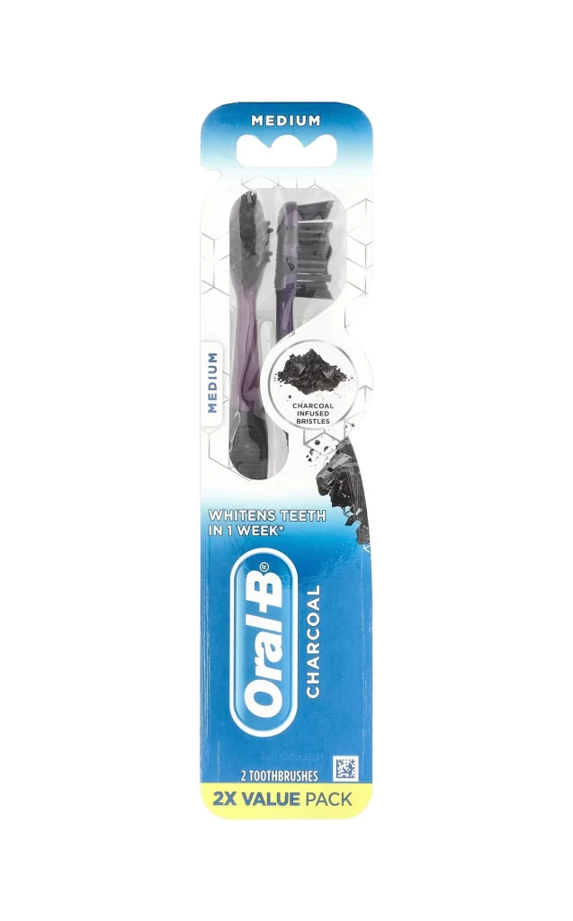 Oral-B Charcoal Toothbrush Medium 3 Years 2 Toothbrushes Packaging
