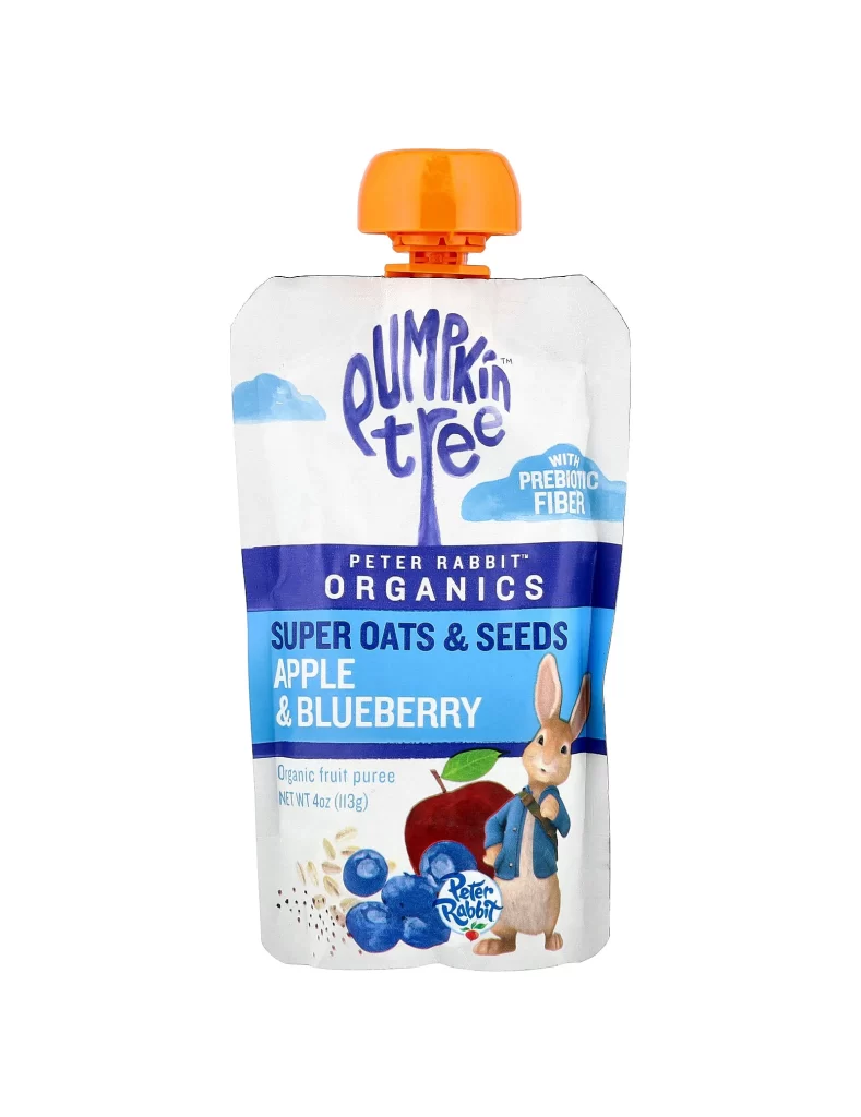 Pumpkin Tree Organics Peter Rabbit Organics Organic Fruit Puree Super Oats  Seed Packaging