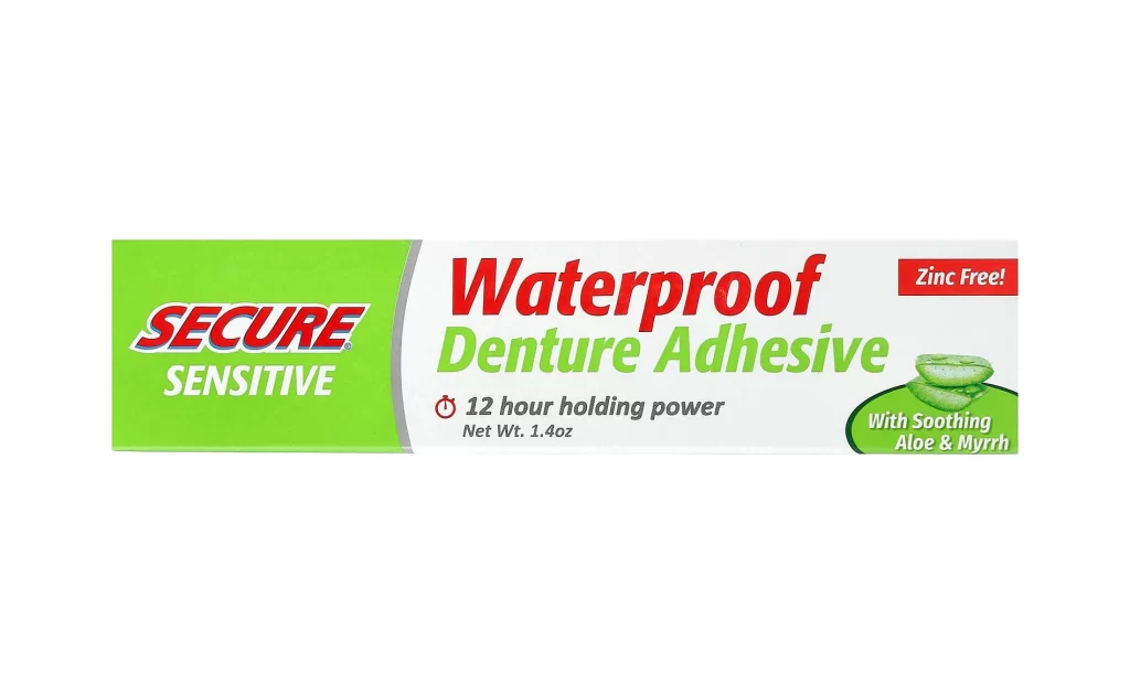 Secure Denture Waterproof Denture Adhesive Sensitive 1.4 oz Packaging