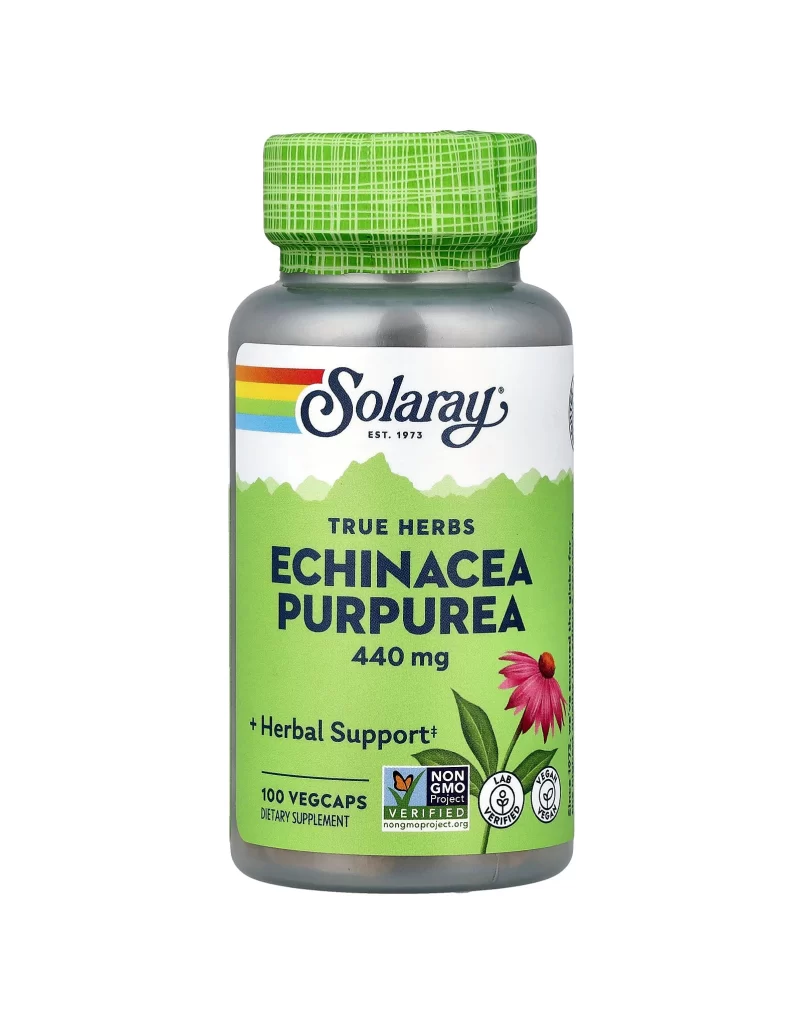 Solaray True Herbs Echinacea Purpurea 440 mg 100 VegCaps Packaging