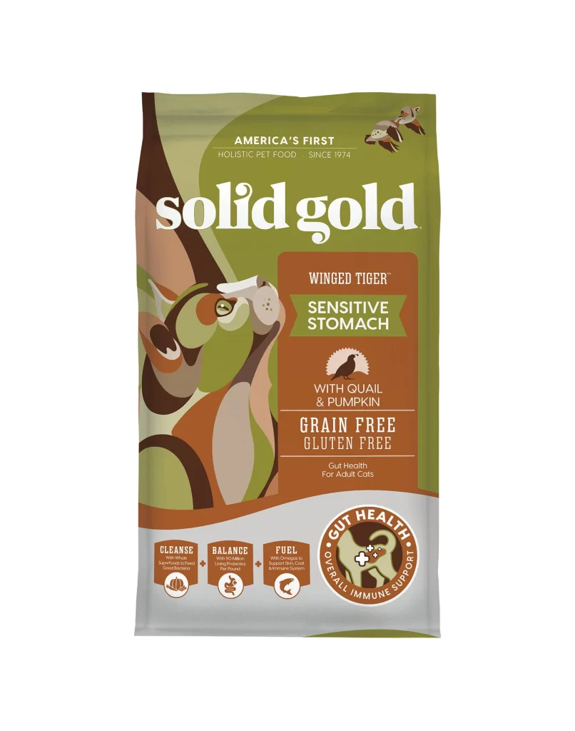 Solid Gold Winged Tiger For Cats Adult With Quail  Pumpkin 3 lbs 1.36 kg Packaging