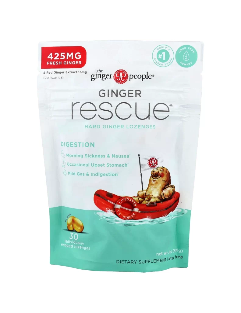The Ginger People Ginger Rescue Hard Ginger Lozenges 30 Individually Wrapped Loz Packaging