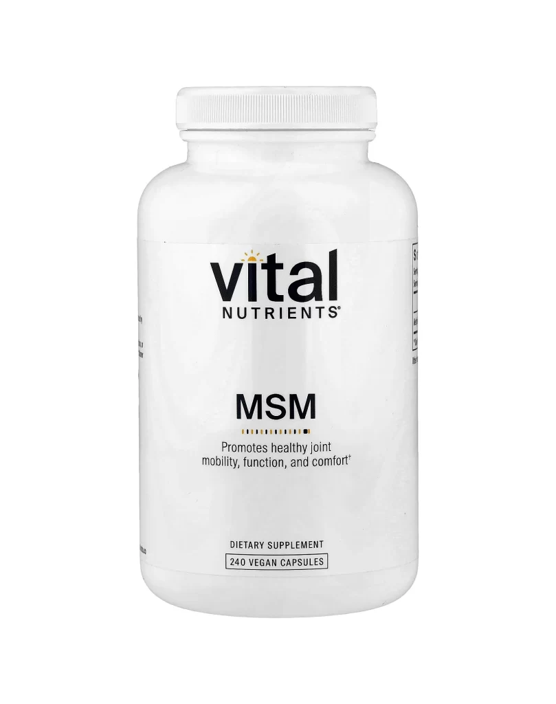 Vital Nutrients MSM 240 Vegan Capsules 1000 mg per Capsule Packaging