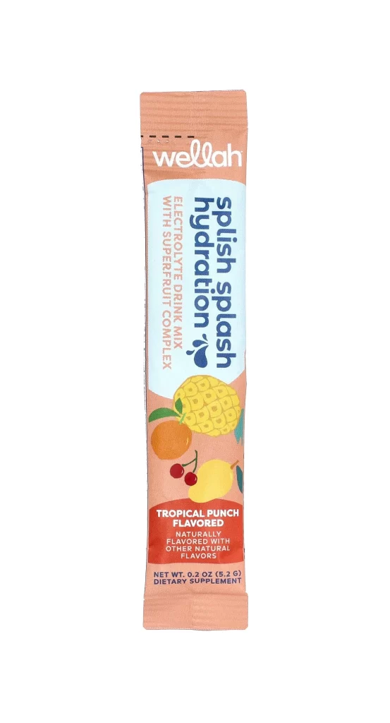 Wellah Splish Splash Hydration Tropical Punch 20 Stick Packs 0.2 oz 5.2 g Each Packaging