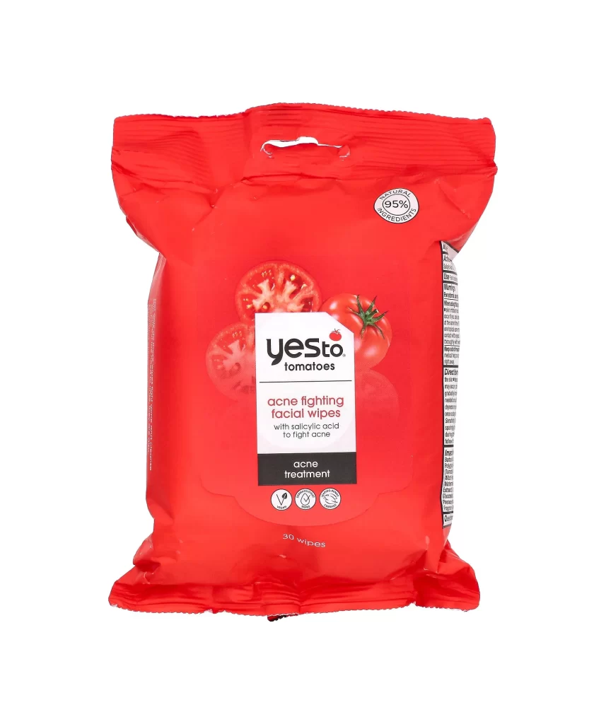 Yes To Acne Fighting Facial Wipes Tomatoes 30 Wipes Packaging