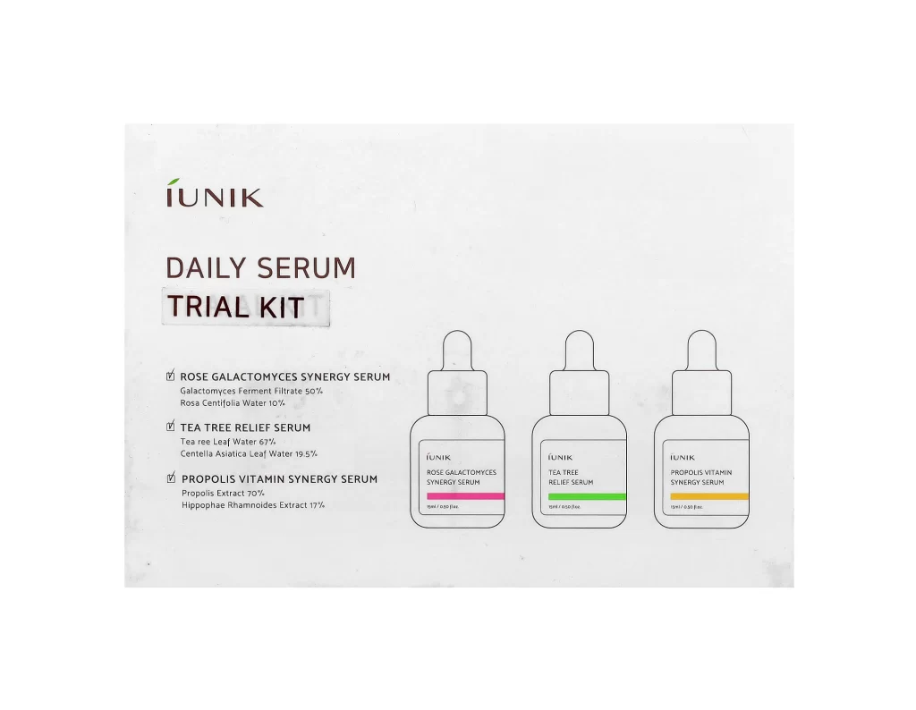 iUNIK Daily Serum Trial Kit 3 Piece Set Packaging