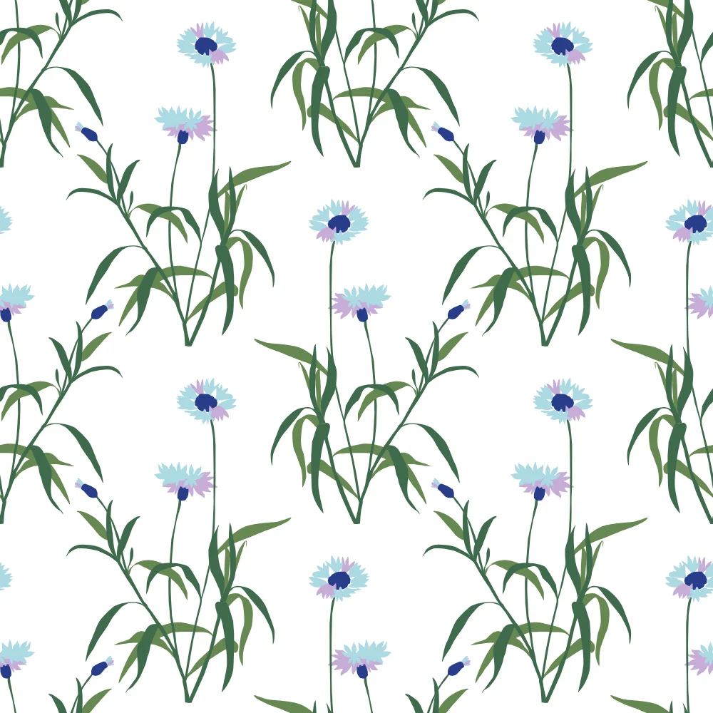 Blue Flower Botanical Pattern