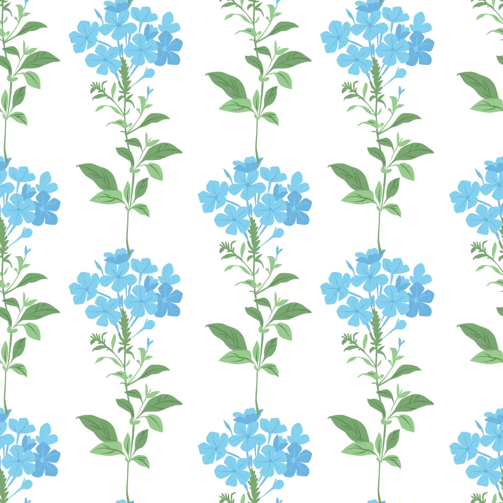 Blue Wildflower Stem Pattern