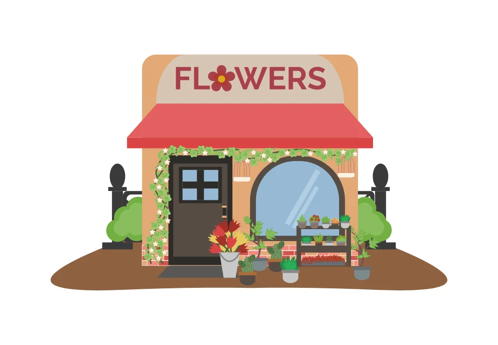 Flower Shop Storefront Illustration