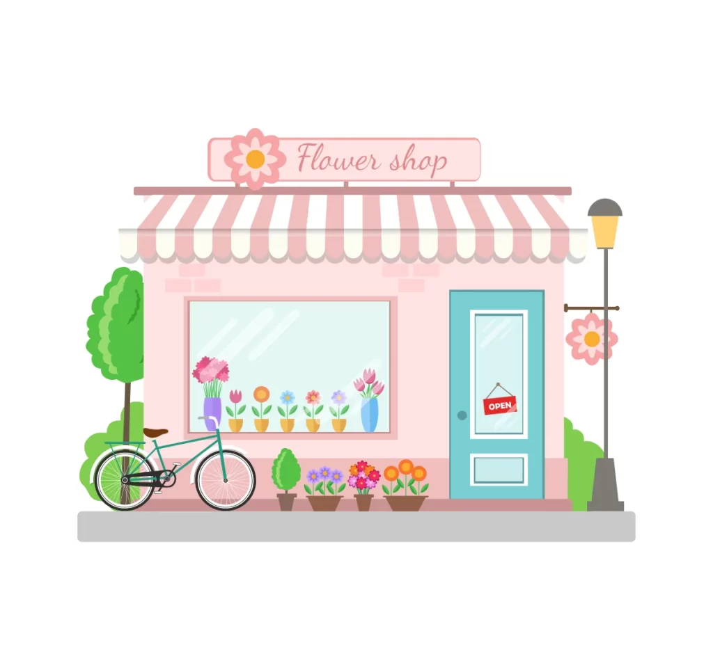 Flower Shop Storefront Illustration
