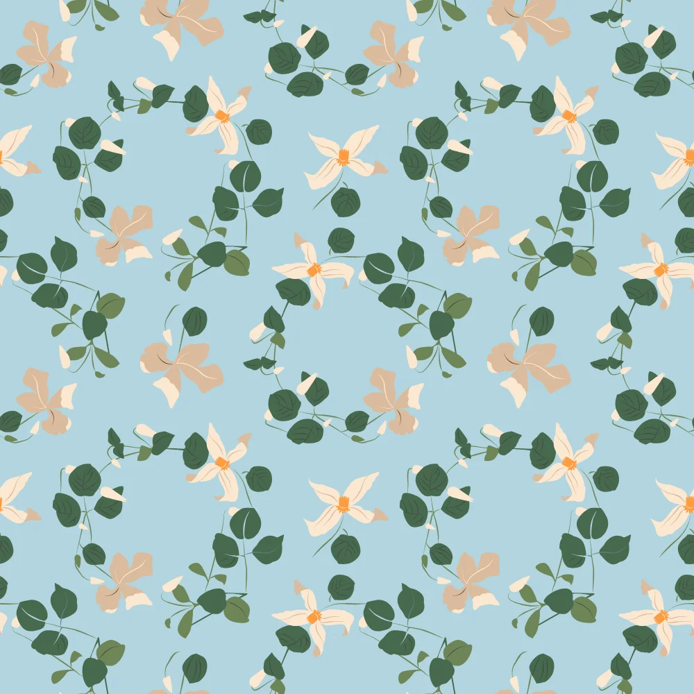 Green Leaf Flower Vine Pattern