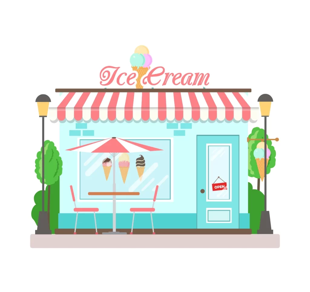 Ice Cream Parlor Storefront Illustration