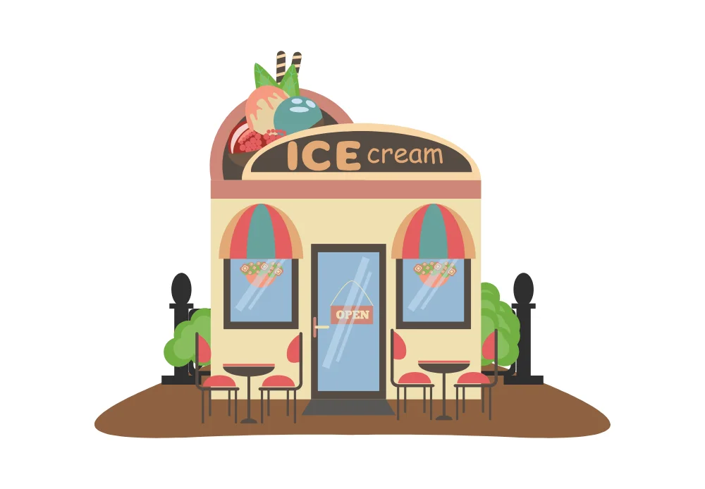 Ice Cream Shop Storefront Illustration