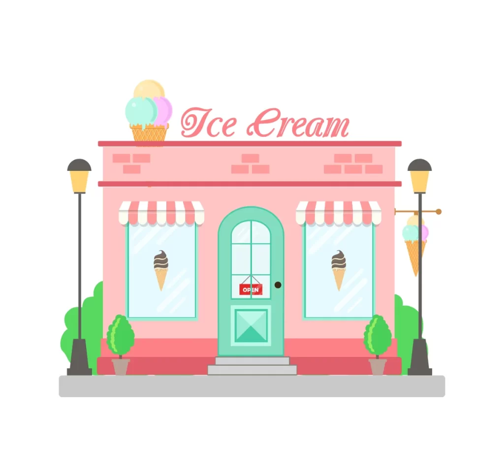 Ice Cream Shop Storefront Illustration