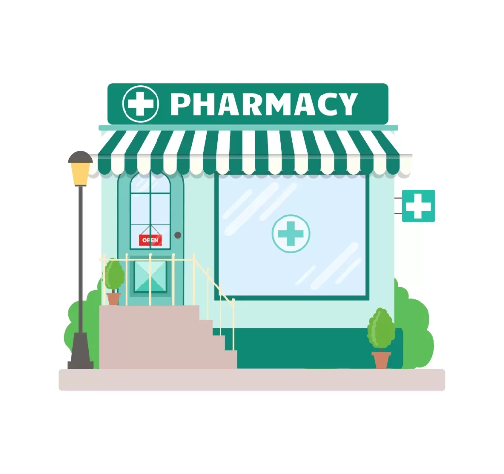 Pharmacy Cross Storefront Illustration