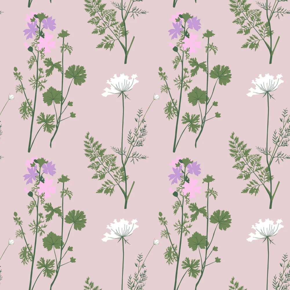 Pink Green Botanical Pattern