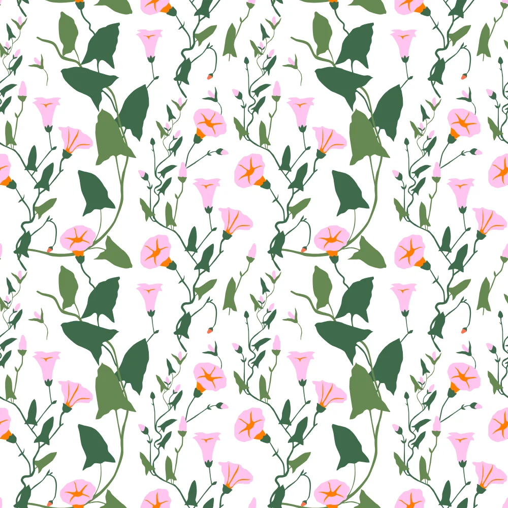 Pink Morning Glory Vine Pattern