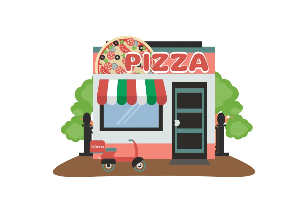 Pizza Place Storefront Illustration