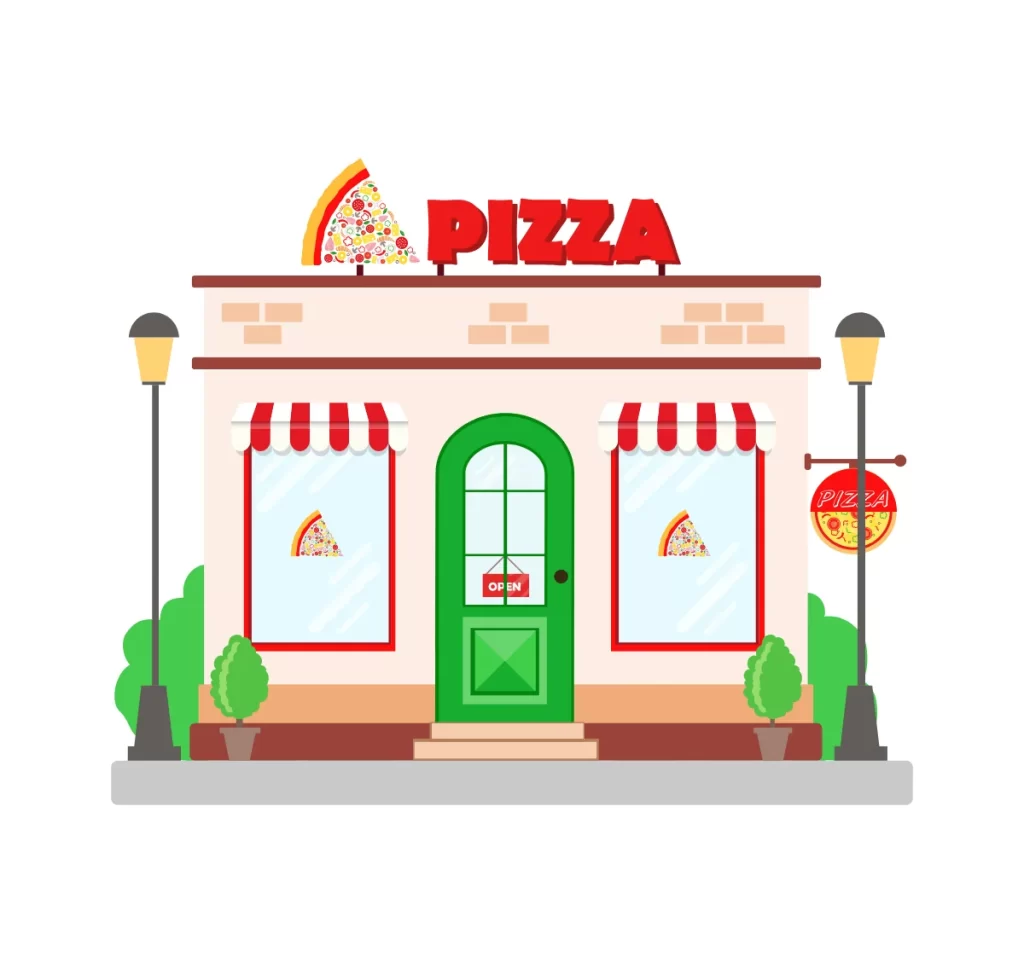 Pizza Restaurant Storefront Illustration