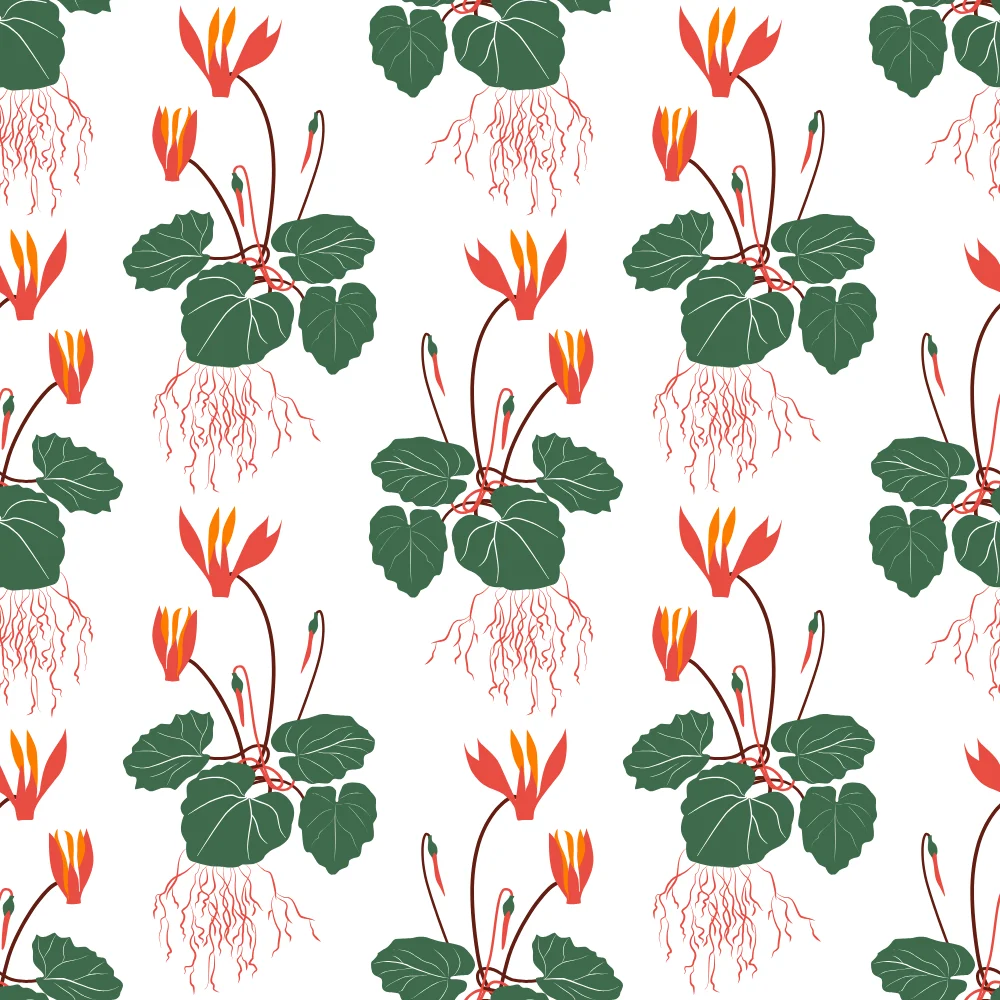 Red Columbine Floral Pattern