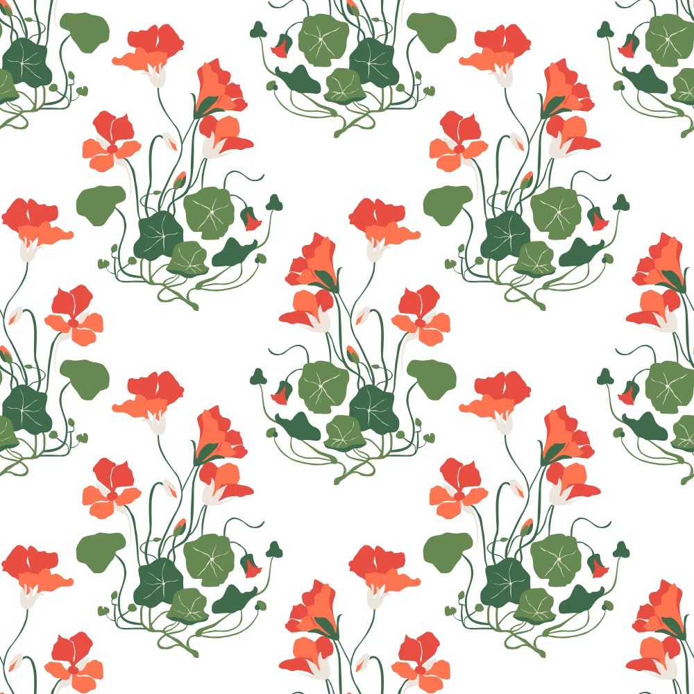 Red Poppy Cluster Floral Pattern