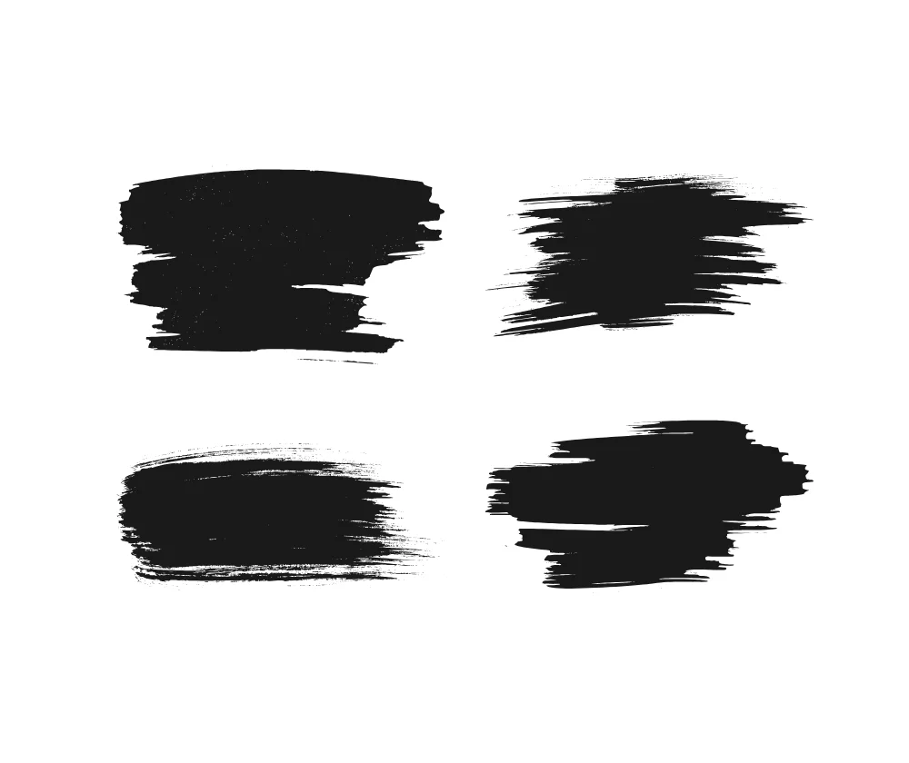 Smooth Rectangular Ink Brush Stroke Set