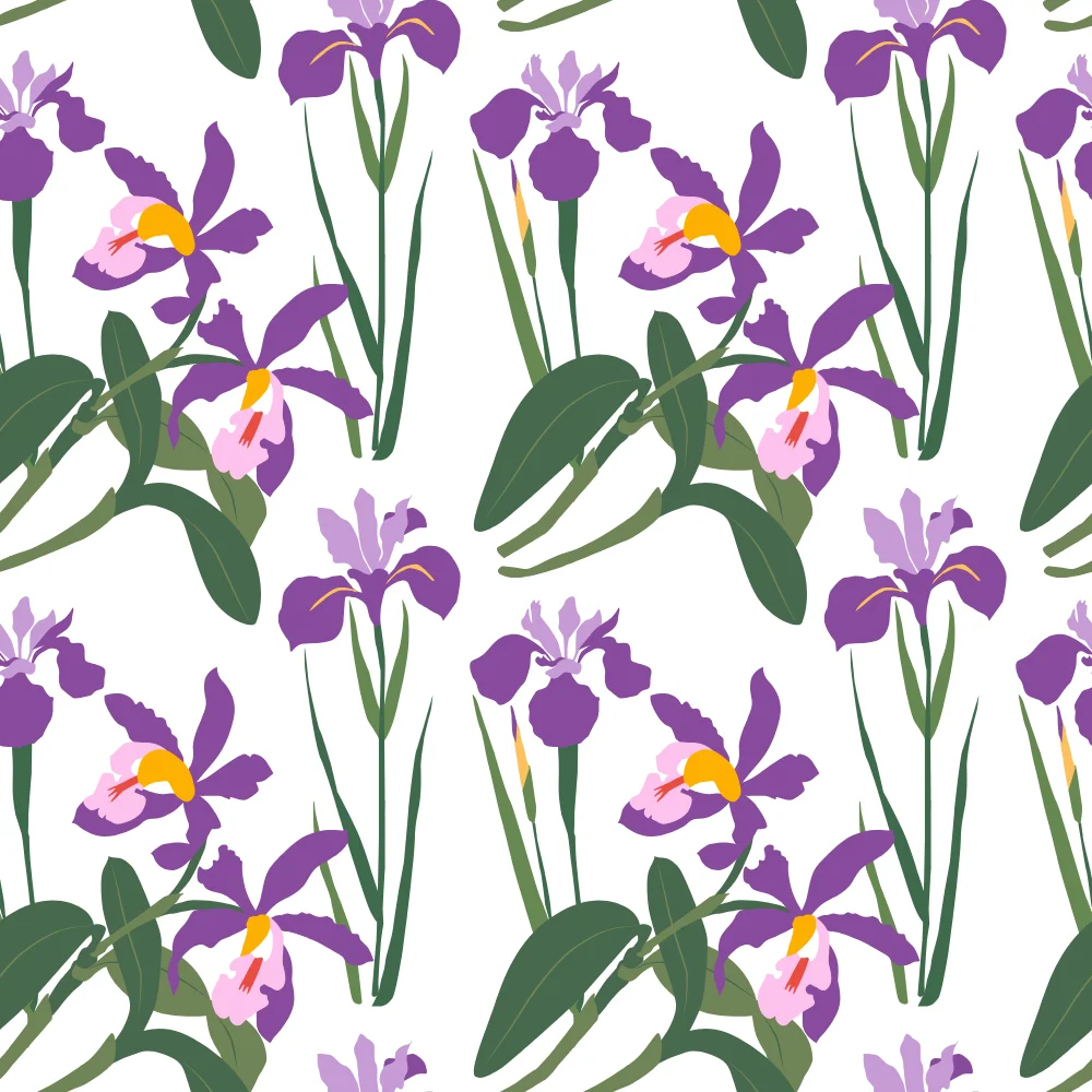 Vibrant Iris Floral Pattern